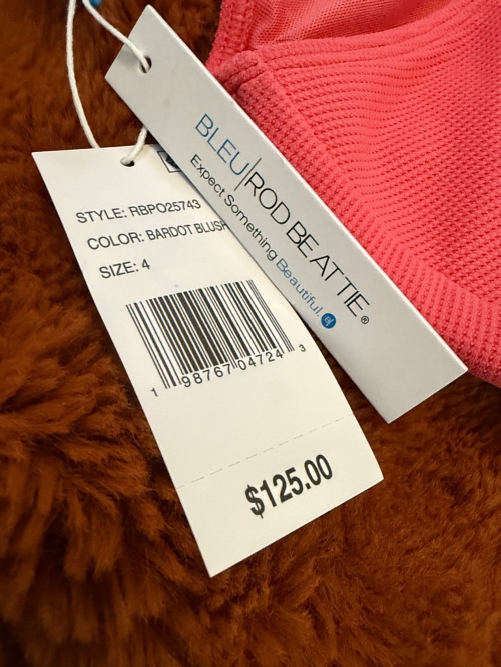Bleu Rod Beattie Coral Pink One-Piece Swimsuit with Gold Accent - Picture 5 of 5